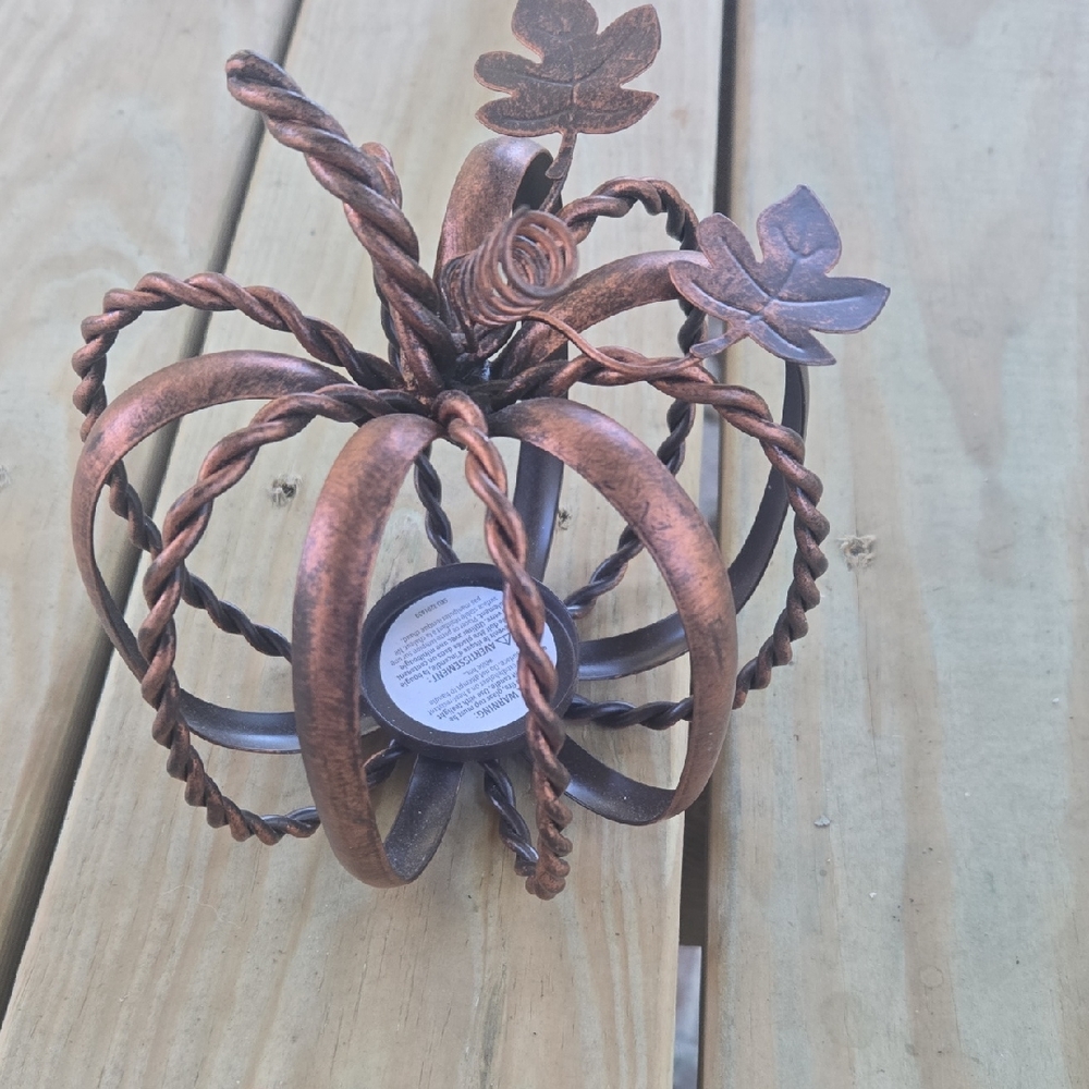 Vintage Bronze Pumpkin Candle Holder